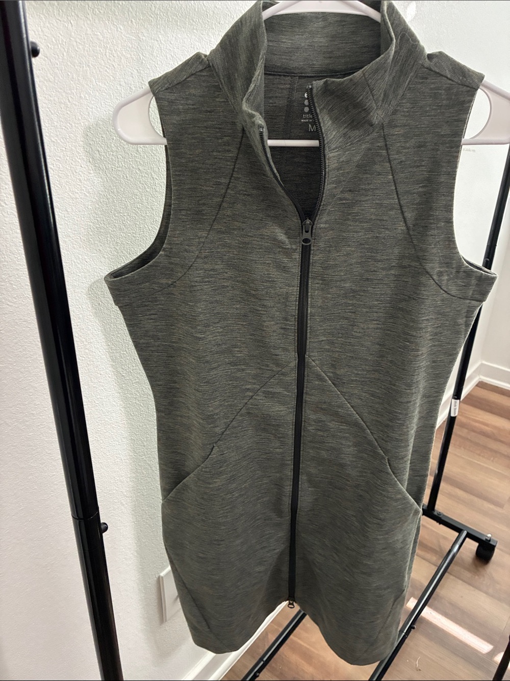 Title Nine Olive Green Sleeveless Zip-Front Dress